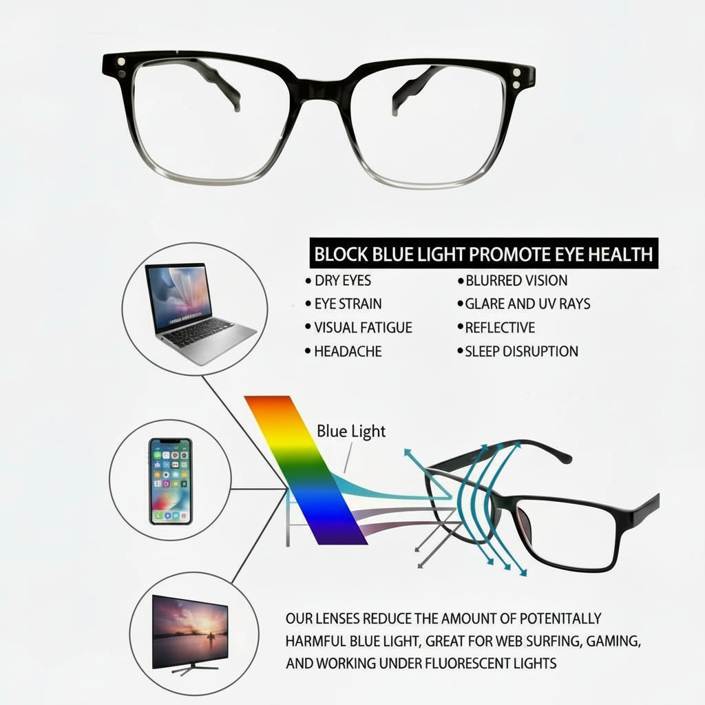 Visio Premium Blue Light Blocking Glasses – Anti-Eye Strain, Sleep Boosting, Screen Protection (Black Friday Deal! Two For The Price Of One!)